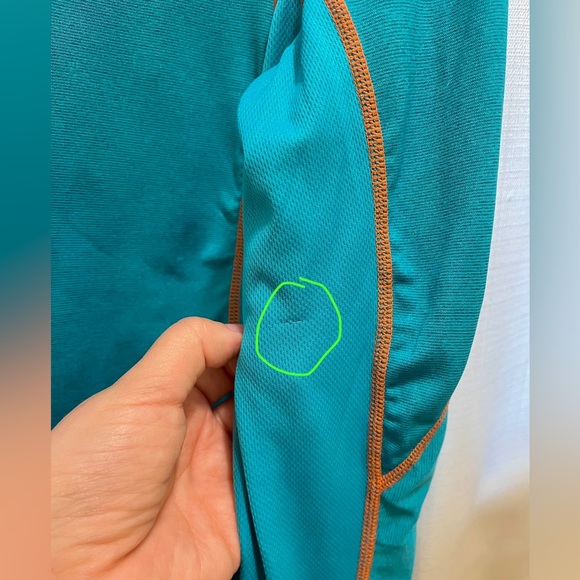 Marmot Ladies Athletic Running Long Sleeve top Blue Orange Thumb holes Size Med - Picture 7 of 7